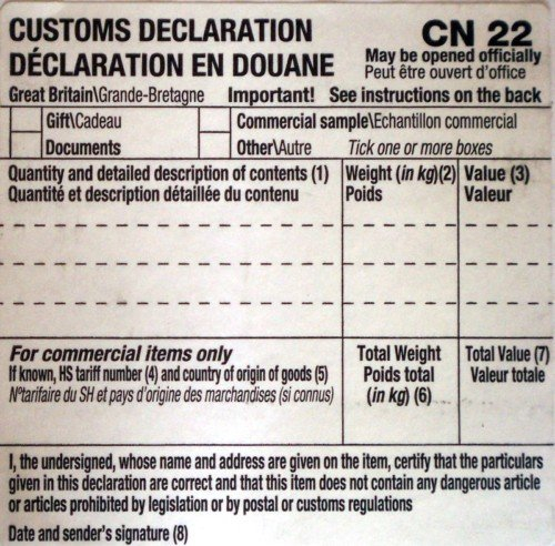 100 SELF ADHESIVE CUSTOMS DECLARATION FORMS LABEL CN22 ROYAL MAIL POST 