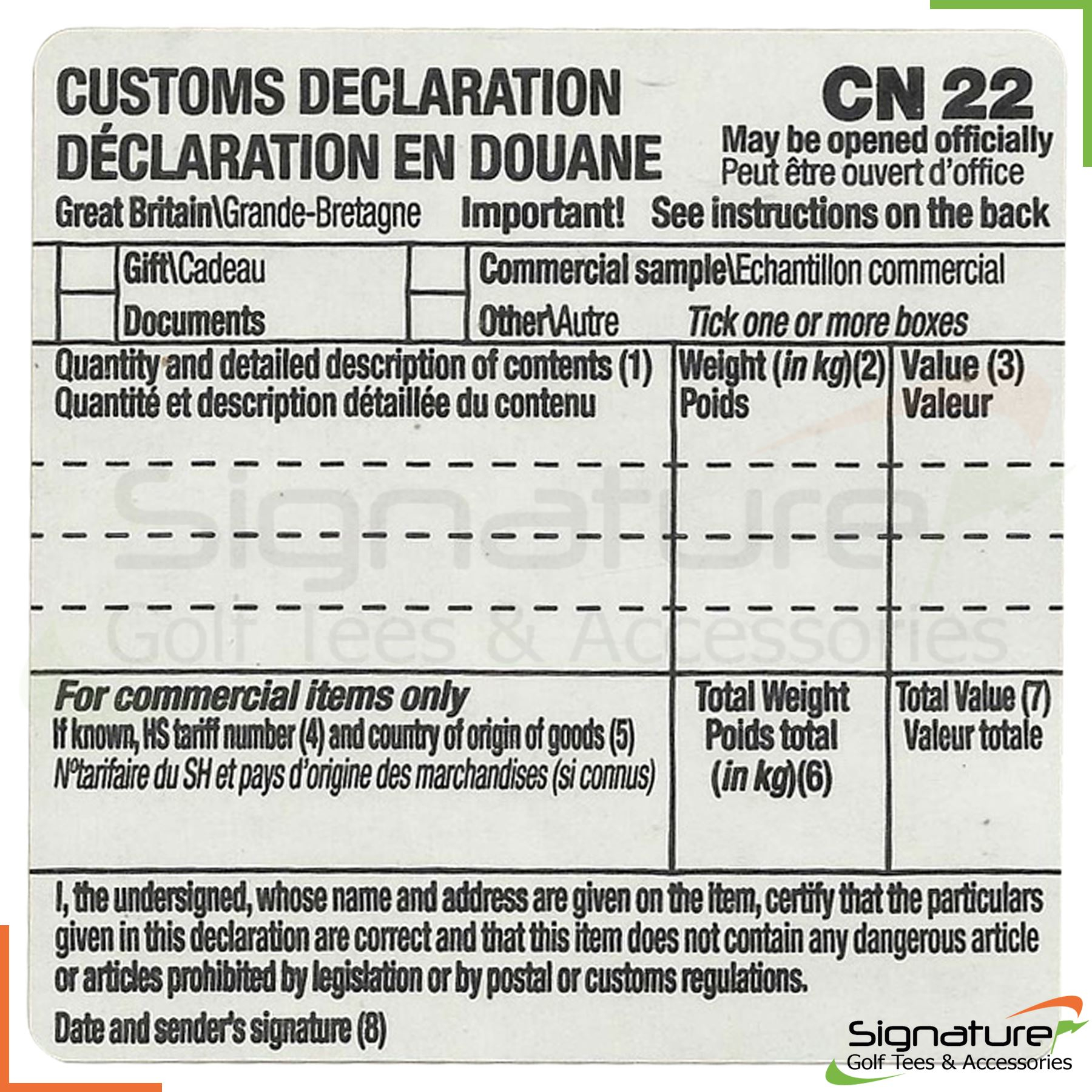 100 X Self Adhesive Customs Declaration Forms Label CN22 EBay