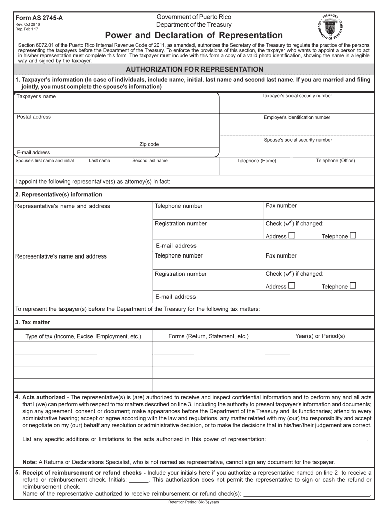 2017 2021 Form PR AS 2745 A Fill Online Printable Fillable Blank