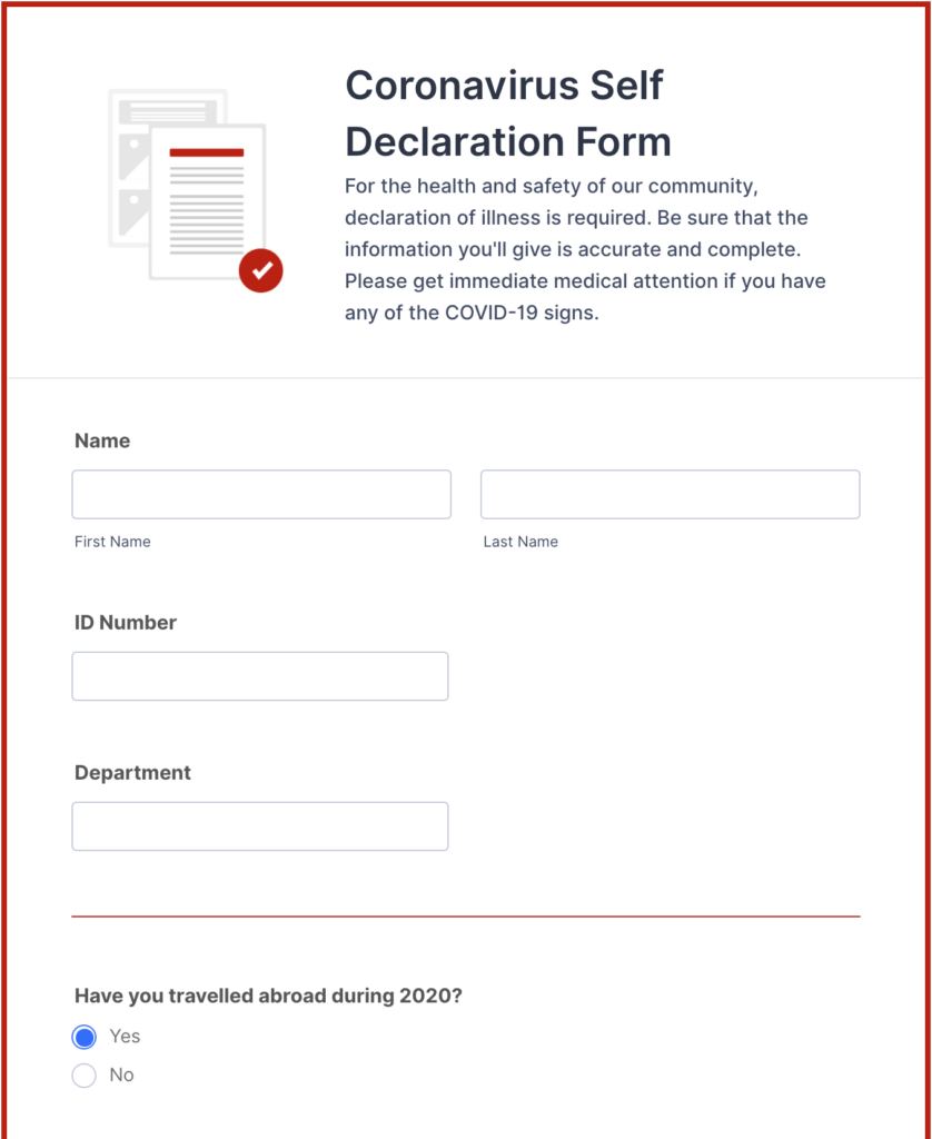 Accepting A COVID 19 Self declaration Without Contact The Jotform Blog