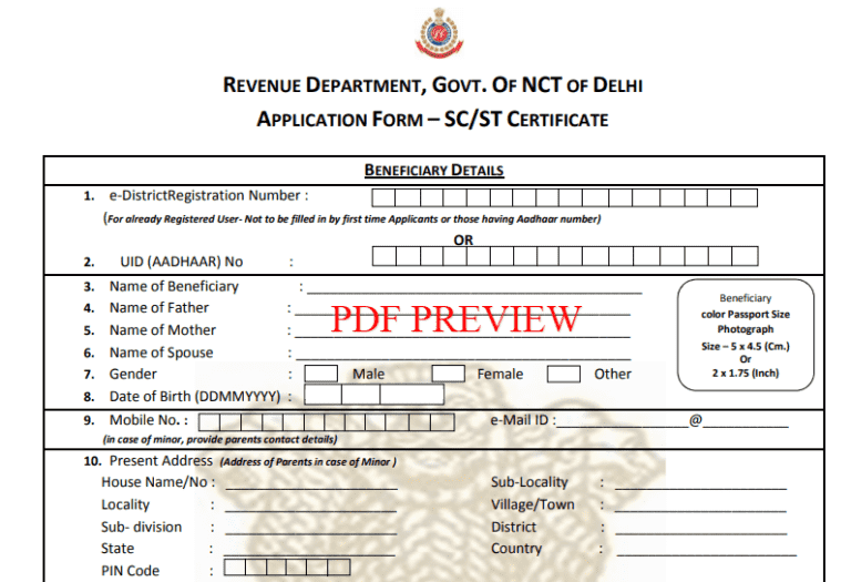  Archives PDF Form Download