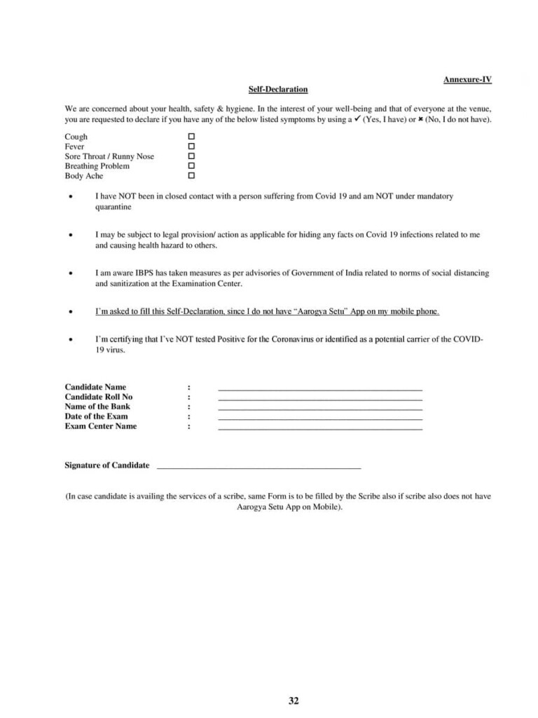 Bank Of India Self Declaration Form Self Declaration Format For Bank 