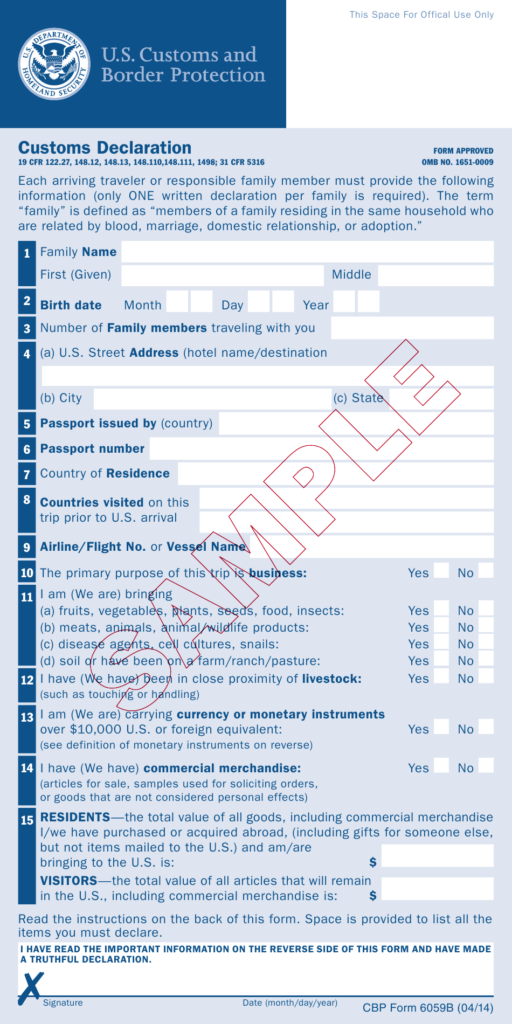 CBP Form 6059B Download Printable PDF Or Fill Online Customs 