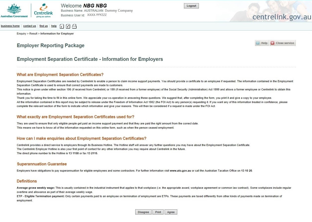 Centrelink Business Online Services Submit An Employment Separation 