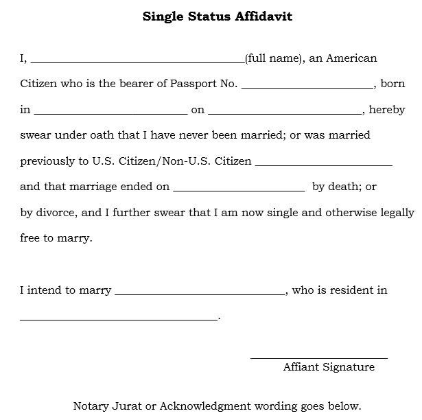Certificate Of No Impediment For Marriage Apostille
