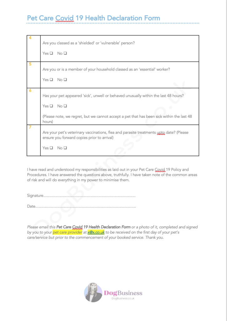 Covid 19 Policy Procedures Risk Assessment And Health Declaration 