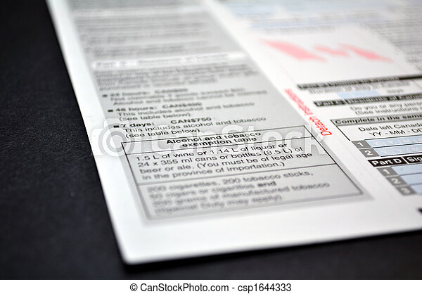 Customs Declaration Card Declaration Card Alcohol And Tobacco 