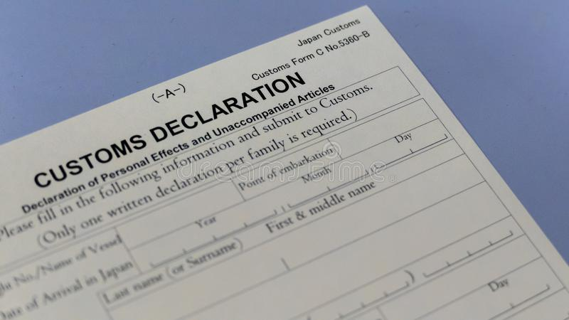 Customs Declaration Form At Airport Counter Editorial Stock Photo 