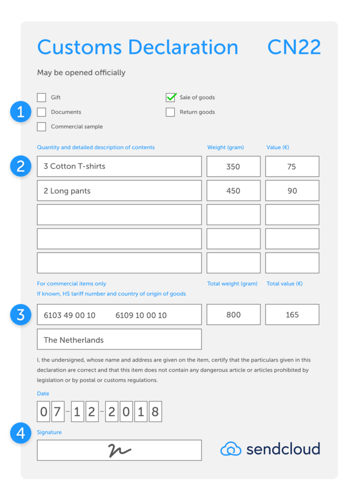 Customs Declarations For International Shipping CN22 And CN23