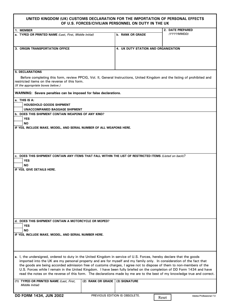 Dd Form Customs Declaration Fill Online Printable Fillable Blank
