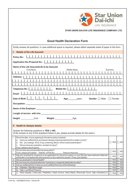 E Health Declaration Form FREE 9 Sample Health Declaration Forms In 