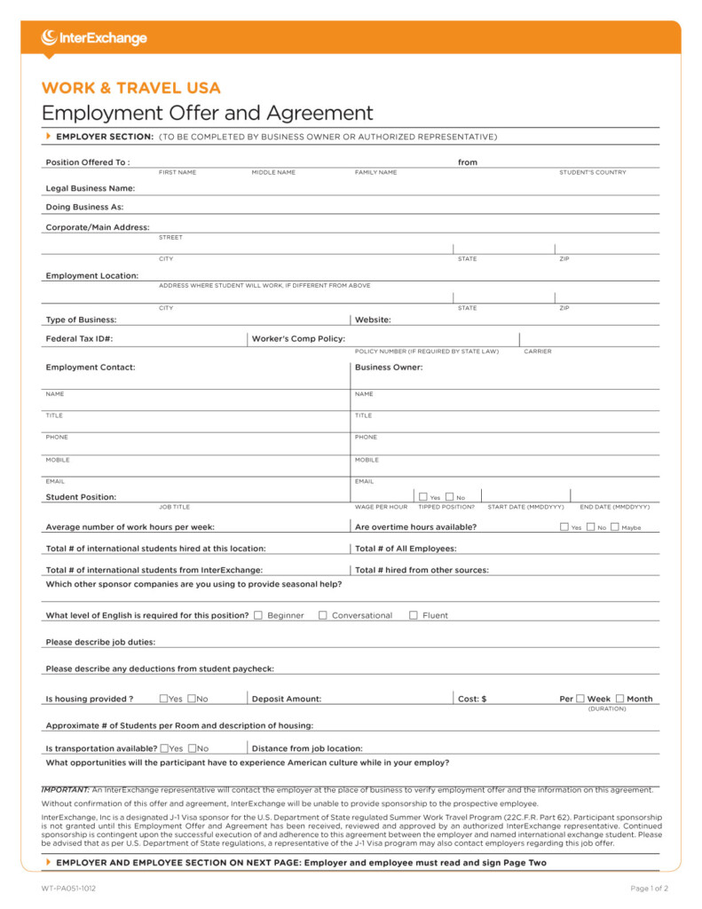 Employment Declaration Form Sample Master Template