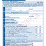 Form 6059B Customs Declaration Declaration Custom Free