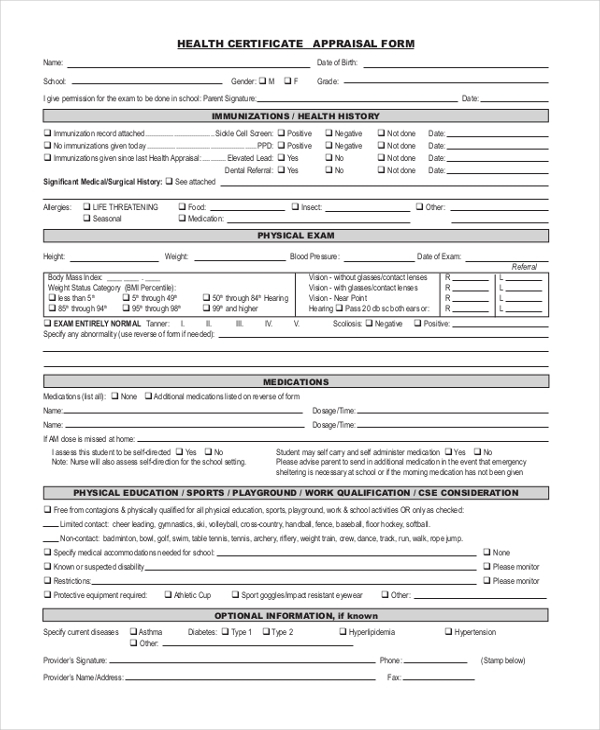 FREE 10 Sample Health Certificate Forms In PDF Excel Word