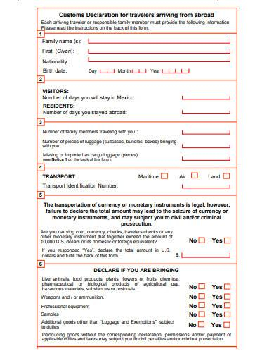 FREE 13 Customs Declaration Form Samples In PDF MS Word