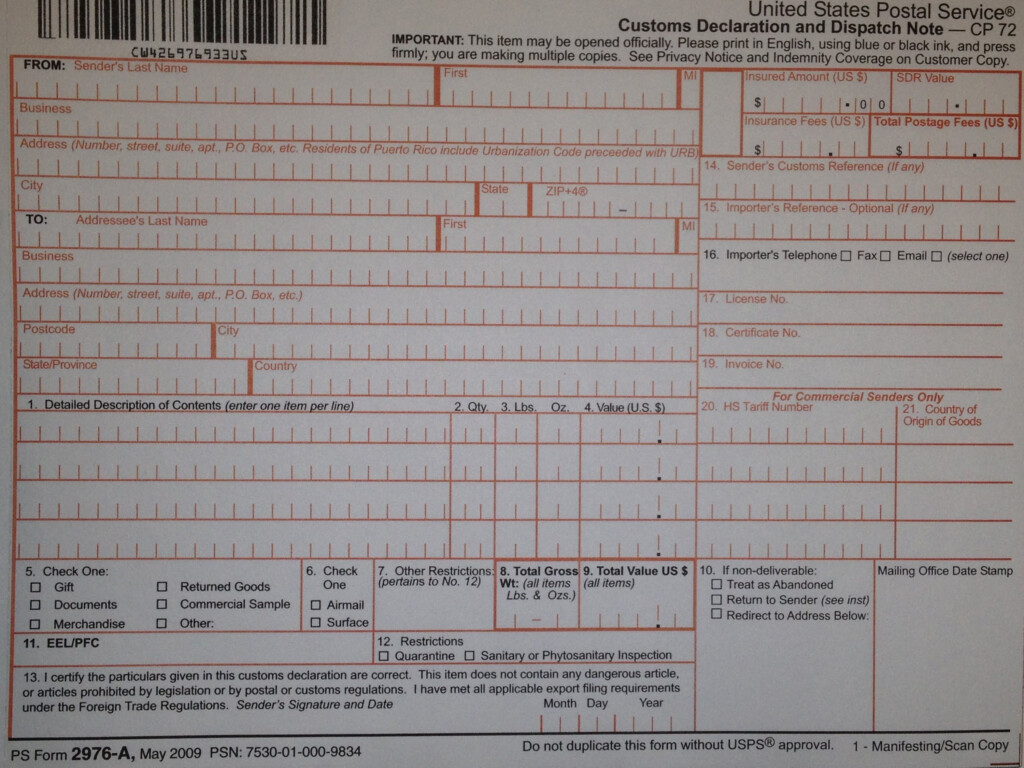 How To Fill Out A PS Form 2976 A Customs Form For APO Addresses 