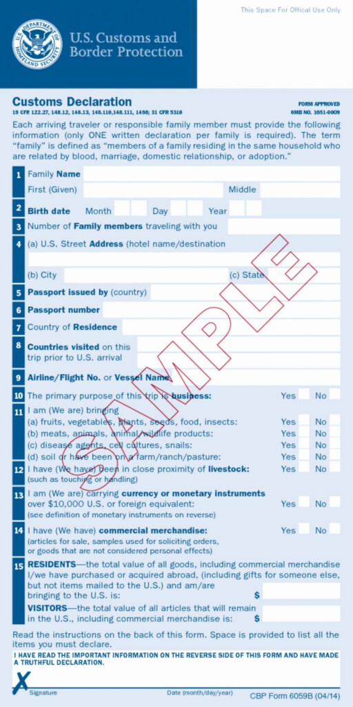 How To Fill The Customs Immigration Form When Traveling To The US