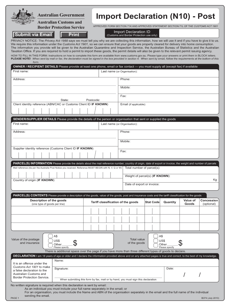 Import Declarations Fill Out And Sign Printable PDF Template SignNow