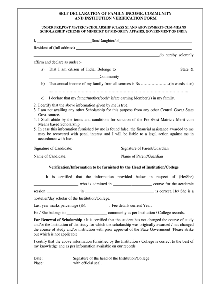 Income Certificate For Scholarship Fill Online Printable Fillable 