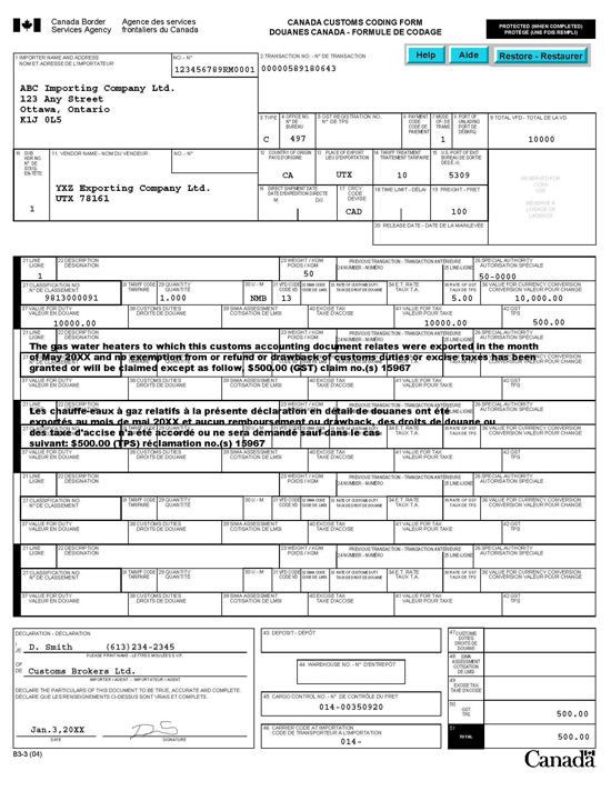 Memorandum D17 1 10 Coding Of Customs Accounting Documents