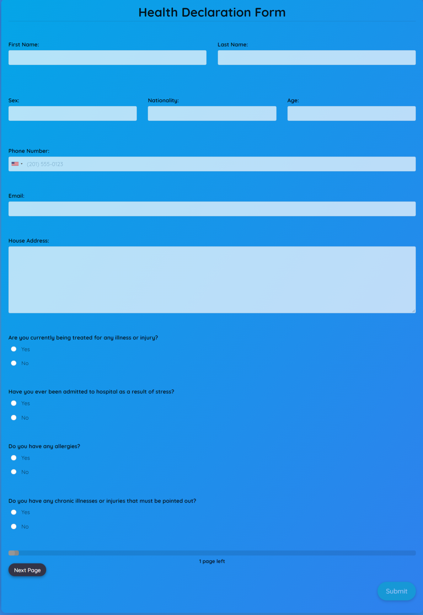 Sample Health Declaration Form Covid 19 Coronavirus Self Declaration 