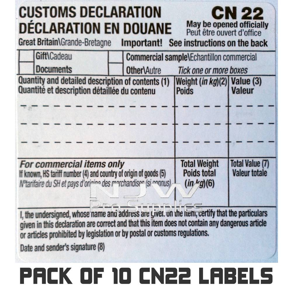 SELF ADHESIVE CUSTOMS DECLARATION LABEL FORMS CN22 CUSTOM LABELS Choose 