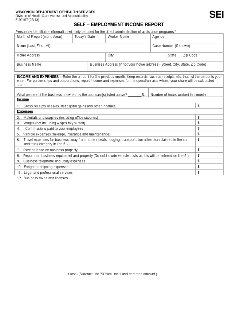 Self Employment Income Form 2 Free Templates In PDF Word Excel Download