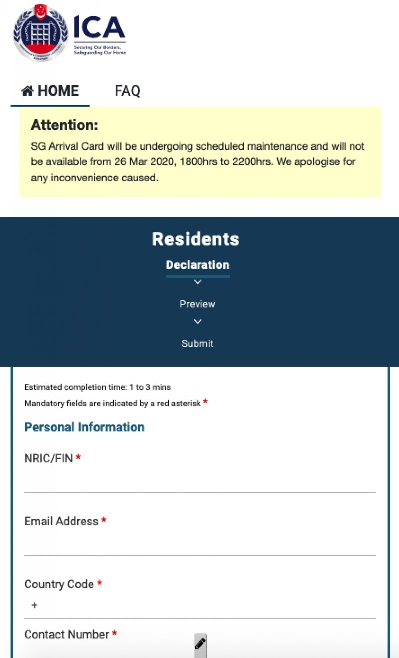 SG Arrival Card All Travellers Arriving In Singapore To Submit Health 