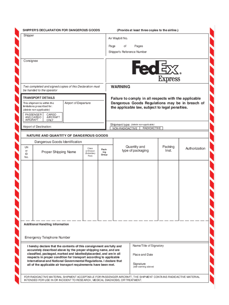 Shipper Declaration Form Fill Out And Sign Printable PDF Template 