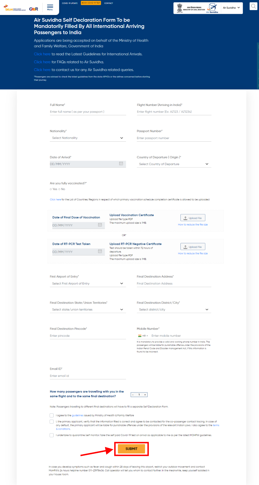 Steps To Fill Self Declaration Form For Your Travel