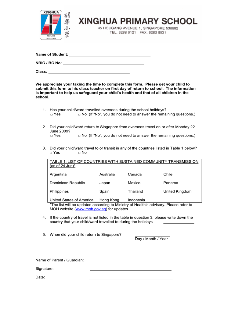 Travel Declaration Form Moh Fill Online Printable Fillable Blank 