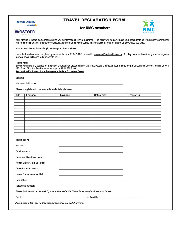 Travel Health Declaration Form COVID 19 Update The 5th Edition Of 