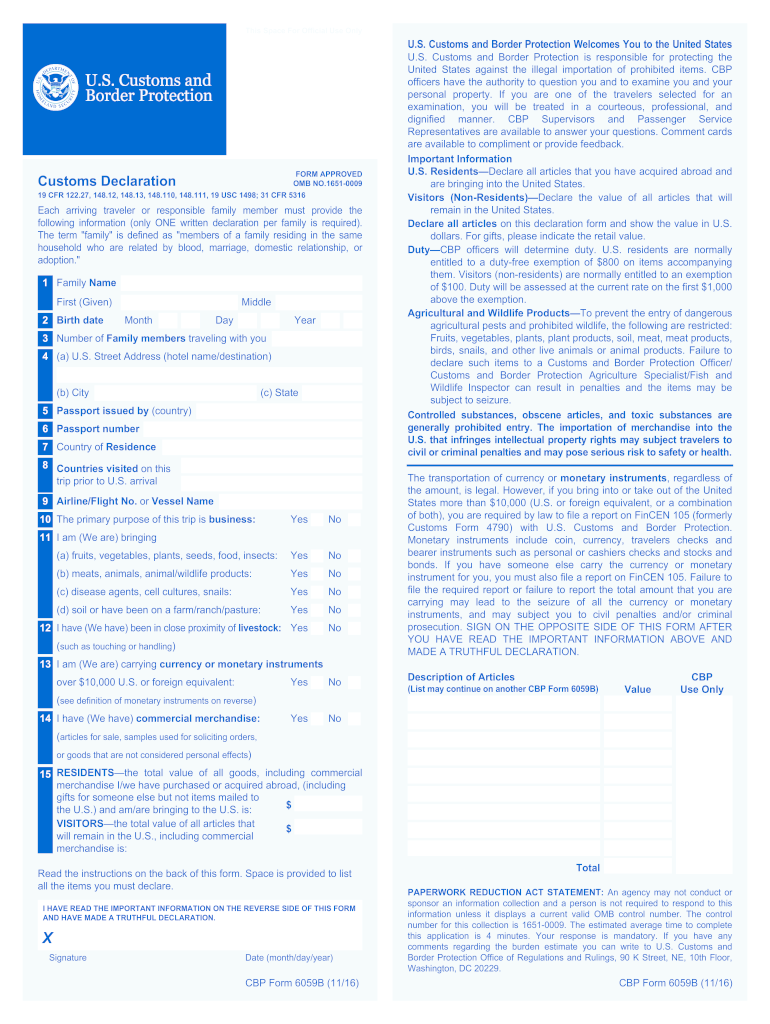 U S Customs Declaration Form 2021 Pdf Fill Out And Sign Printable PDF