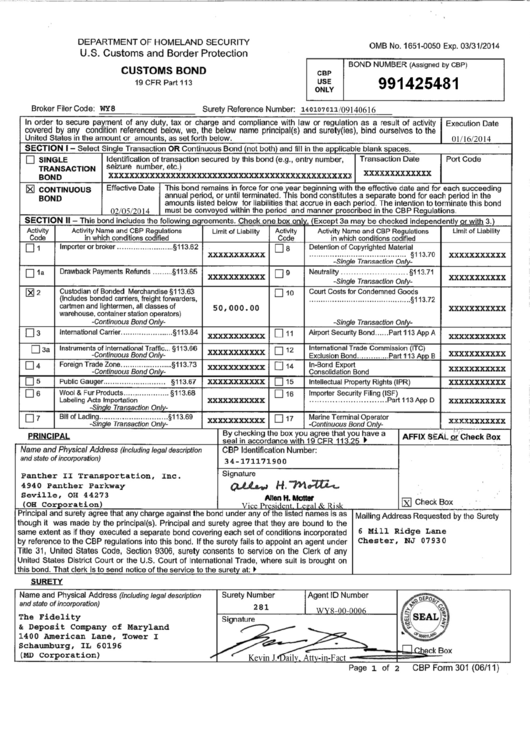 Us Cbp Form B13a Example