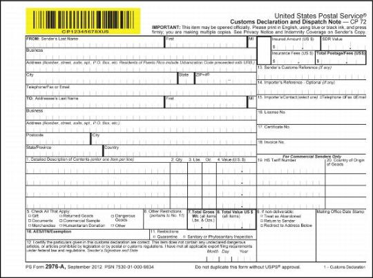 USPS CUSTOMS FORM 2976 DOWNLOAD