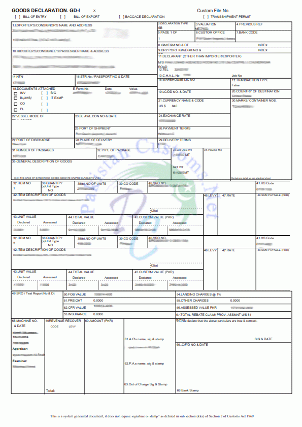 What Is Goods Declaration GD PakistanCustoms Help You To Be