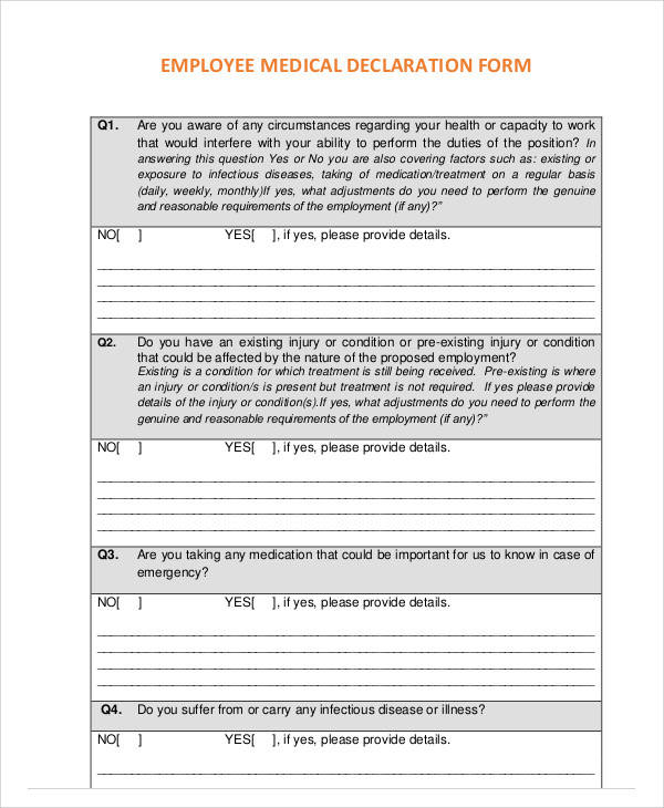 26 pdf HEALTH DECLARATION FORM PRINTABLE HD DOCX DOWNLOAD ZIP 