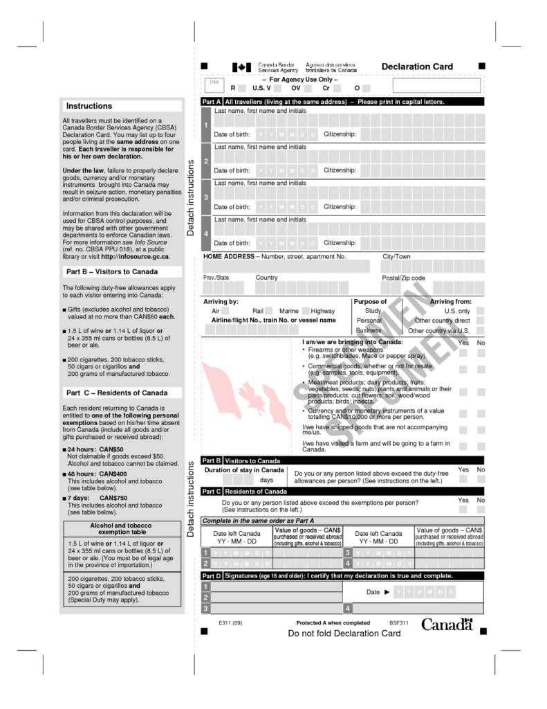 Canada Immigration Form While Landing Google Search Immigration 