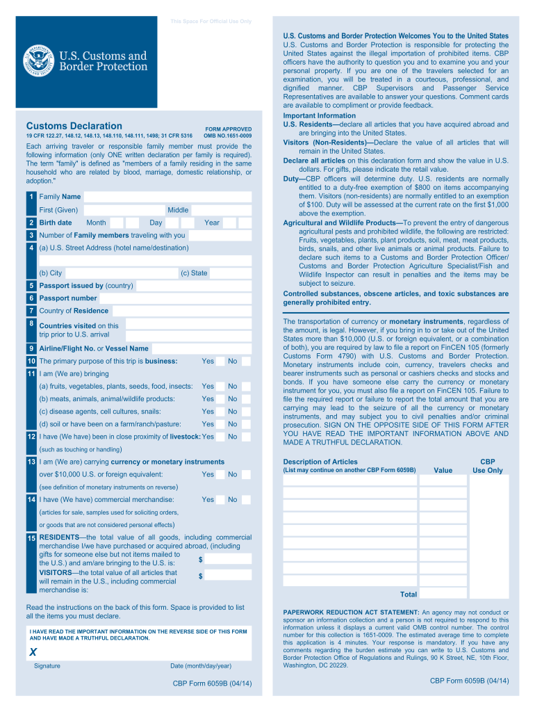 Customs Declaration 2014 Form Fill Out Sign Online DocHub
