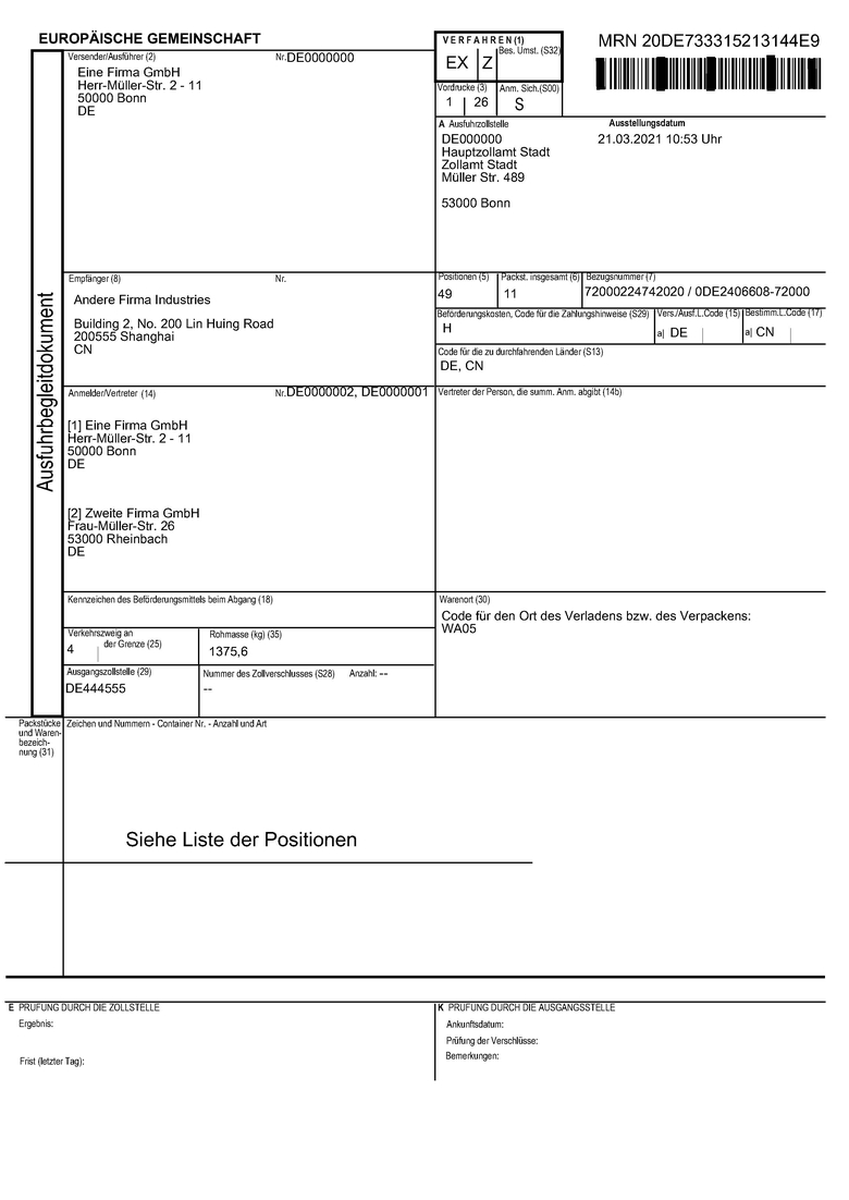 Customs Declaration EU 