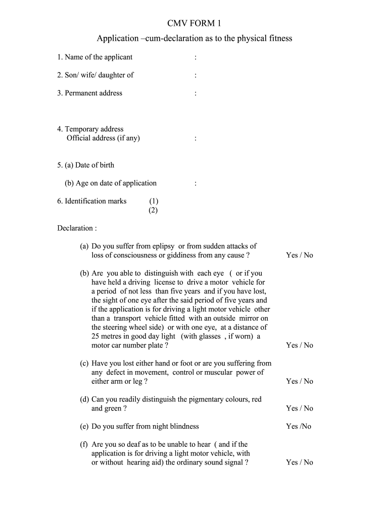 Form 1 Self Declaration Fill Out And Sign Printable PDF Template 