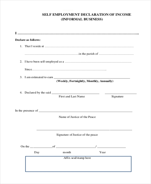 FREE 11 Sample Self Employment Forms In PDF Word Excel