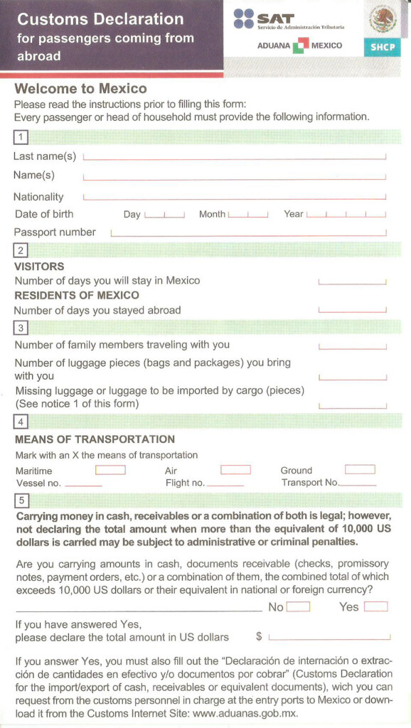 Immigration And Customs Forms Mexico And United States CARM Blog