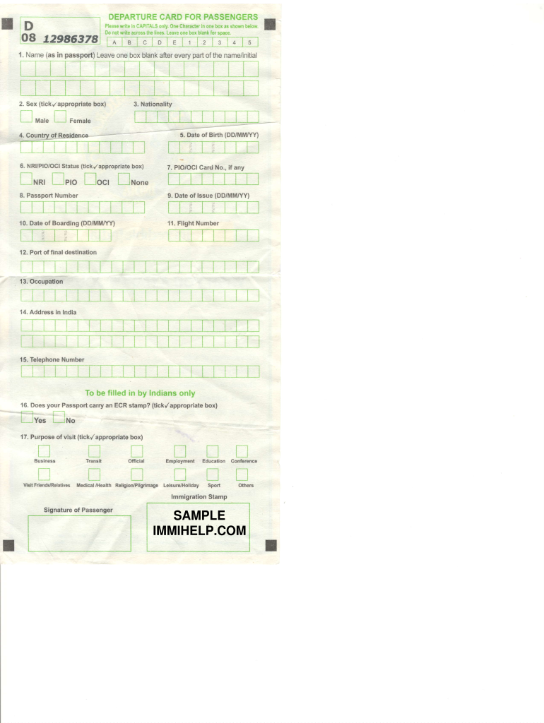 India Departure Form 2020 Fill Online Printable Fillable Blank 
