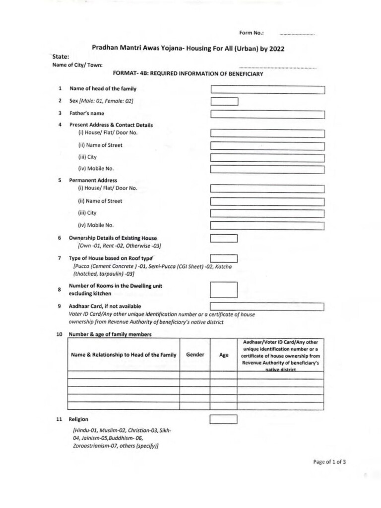  PDF PMAY Application Form 2020 PMAY U PDF Download InstaPDF