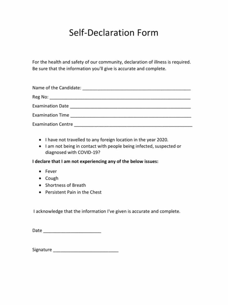 PDF Self Declaration Form For JEE Mains Exam 2020 PDF Download InstaPDF