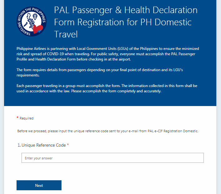 Philippine Airlines Passenger Profile And Health Declaration PHHD Form