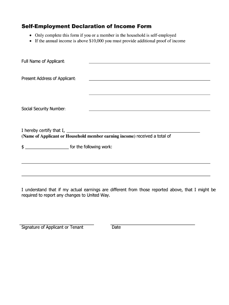 Self Employment Declaration Letter Fill Out Sign Online DocHub