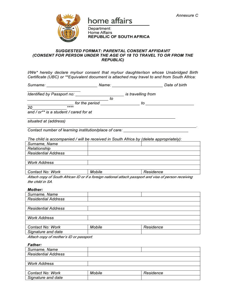 South Africa Format Fill Online Printable Fillable Throughout South 