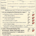 The Japanese Disembarkation Card For Foreigners